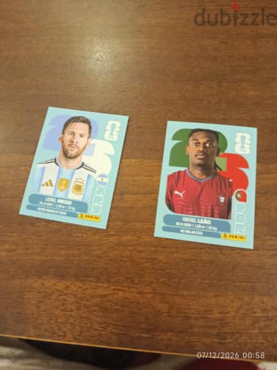 Rafael leao and Lionel Messi rare panini cards