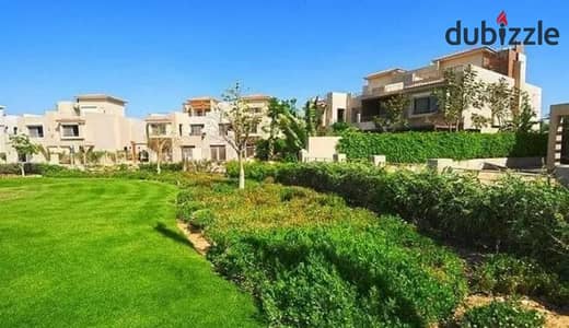 For sale: The last twin house villa, ready for Ready to move delivery, first row directly on the golf course, with a distinctive, spacious facade.