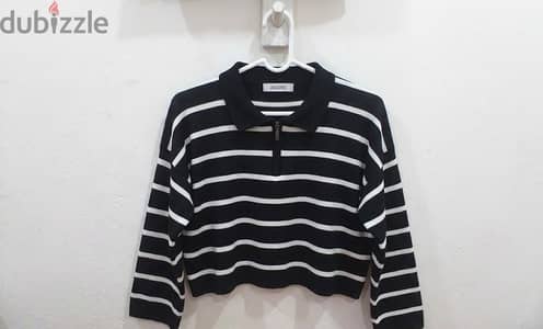 بلوڤر كروبد مخطط ابيض واسود