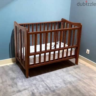 سرير خشب اطفال جونيور junior بالمرتبة - بني غامق