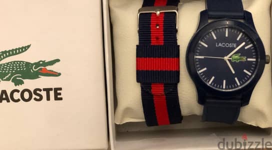 ساعه لاكوست fashion  جديدة و لم تستخدم unisex بعلبتها و مشتملاتها