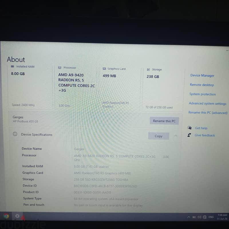 Hp probook 455 4