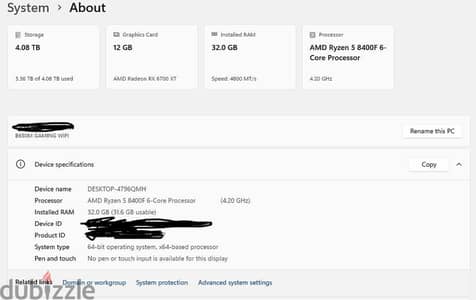 Gaming pc ryzen 5 8400f and rx 6700xt 12 gb