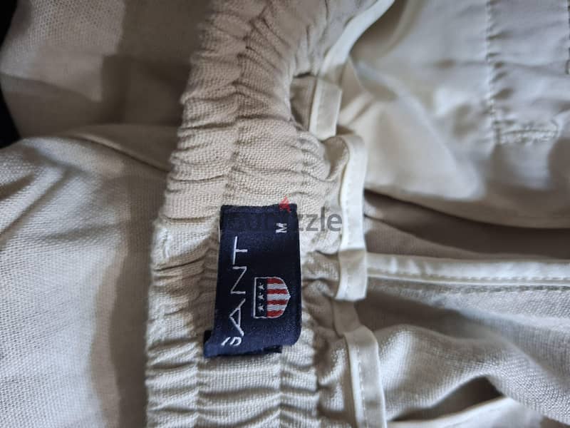 Gant men beige solid Green solid regular fit pure linen trouser 4