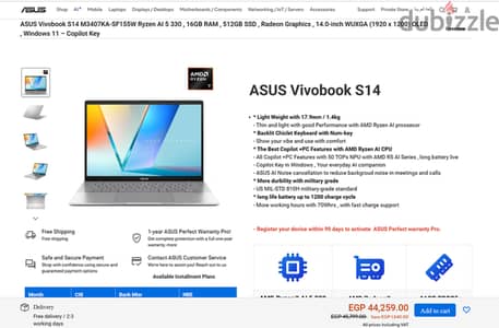 ASUS vivobook 14 M1407KA