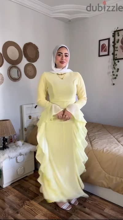 فستان شيفون اصفر