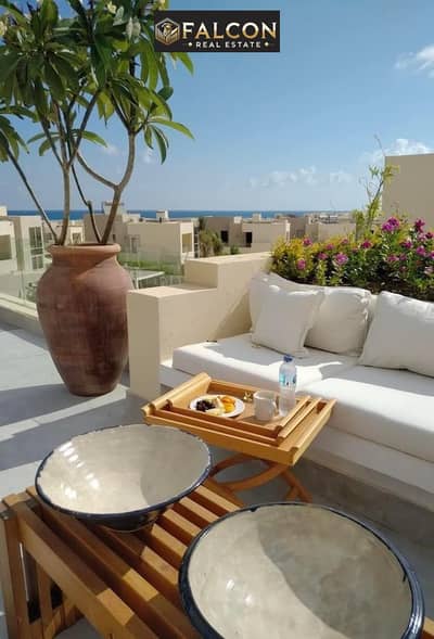 For sale: Sea View Chalet in Ras El Hekma, next to Hacienda, fully finished with ACs and kitchen, on a high terrace. Installments up to 10 years at th