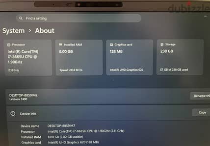 لاب توب DELL بحالة الزيرو شاشه تاتش سكرين