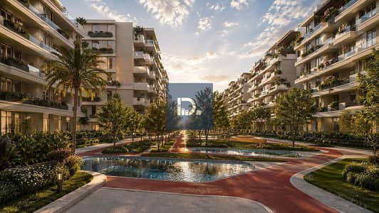 Two-bedroom apartment in Zayed for 21,800 EGP in Sky View 3, Al-Thawra Al-Khadra. Strong track record, ministerial decision, paid land, 10% down payment, and 10-year installment next to Al-Ahli Club.