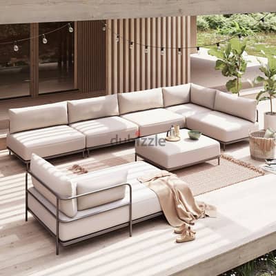 Nøvair L Shape sofa + chair chaiselong + table طقم خارجي للجاردن