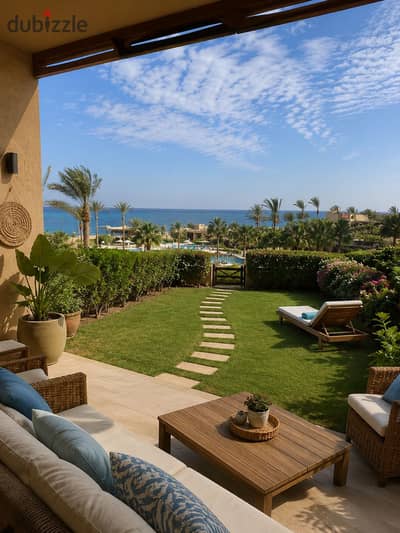 Two-bedroom chalet with a garden for sale, to be delivered after 6 months in Ain Sokhna, direct sea view in a fully functioning village Two-bedroom chalet with a garden for sale, to be delivered after 6 months in Ain Sokhna, direct sea view in a fully functioning village