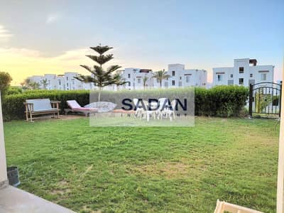 Chalet with the largest garden and lowest rent, overlooking the pool at Amwaj North Coast – 3 bedrooms, fully furnished and air-conditioned.