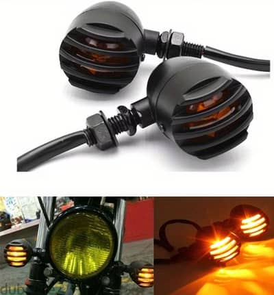 طقم إشارات موتوسيكل كاستم Grille Bullet Turn Signals