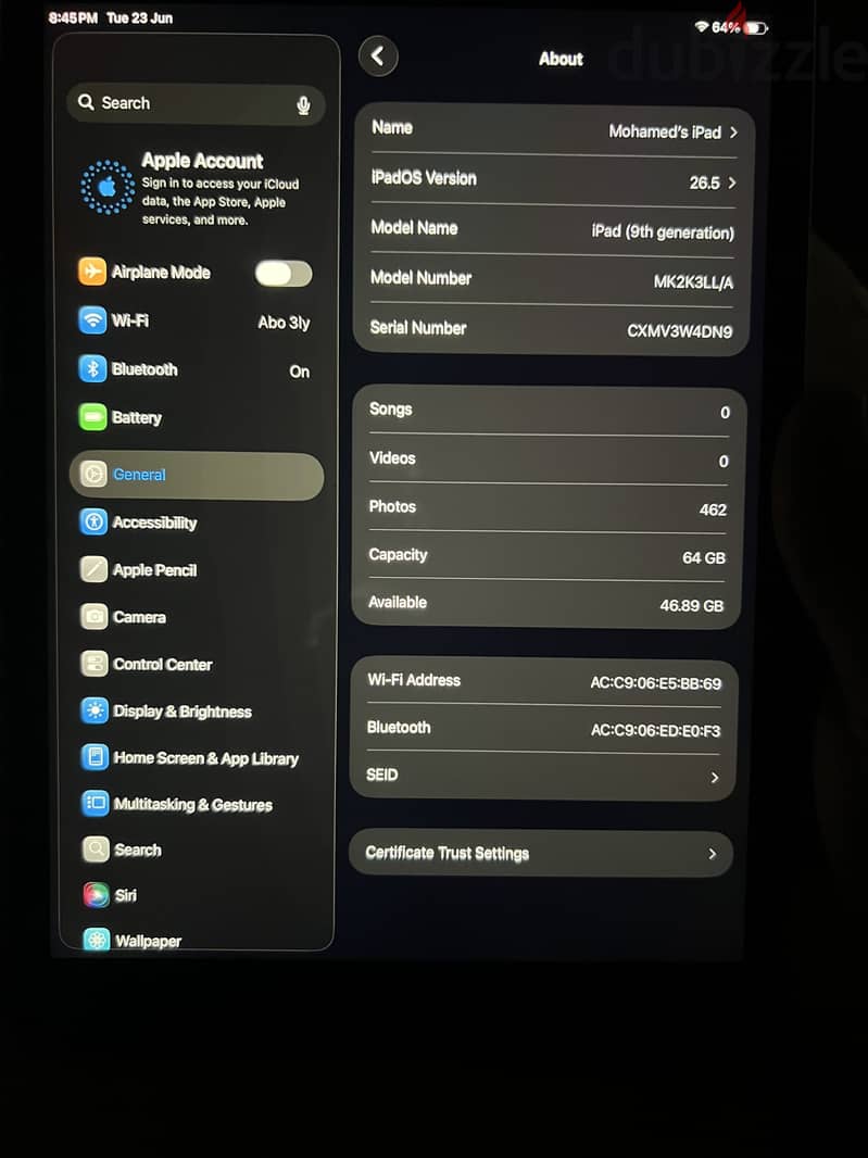 Ipad 9th wifi only 7
