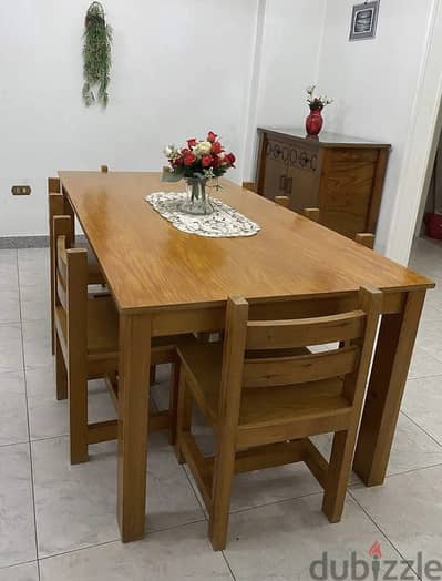 Dining Table with 6 chairs سفرة خشب بستة كراسي