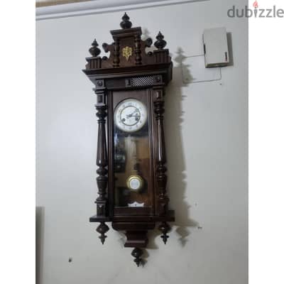 ساعه حائط أنتيك خرط ألماني عتيقه وفاخره حجم كبير ارتفاع ١١٠ سم