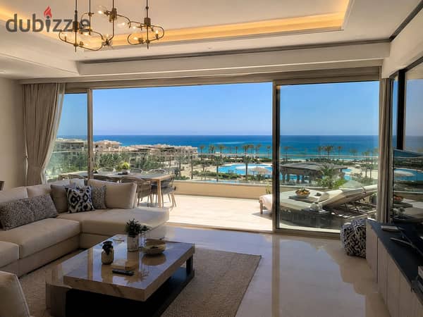 فرصة بنتهاوس بروف شاسع (جاهز للمعاينة) بView بانورامي بحر متشطب للبيع بسعر لقطة في ارقى Resort على البحر مباشرة على طريق الجلالة في العين السخنة