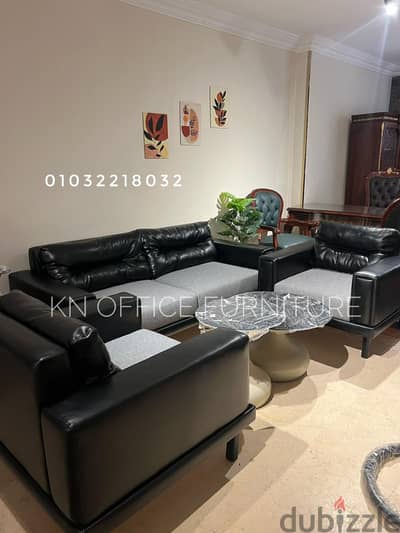 طقم انتريه جلد كتان من شركة KN office furniture
