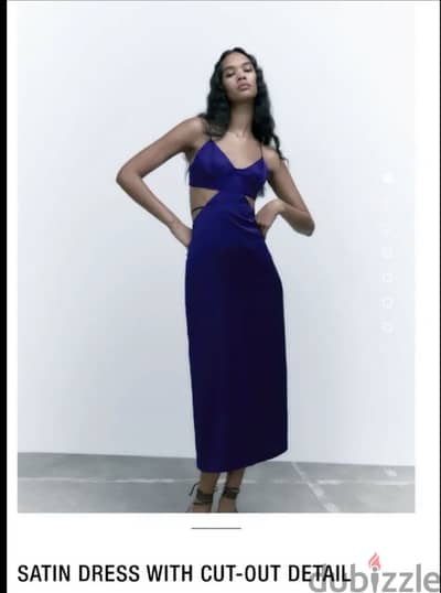 Zara royal blue satin cutout dress