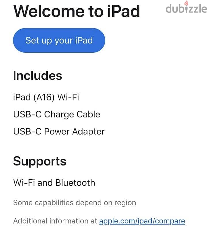 IPad A16 128gb Model A3354 2