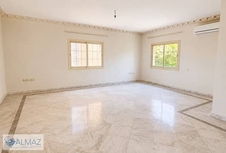 An ultra-super-lux villa is available for rent in the Flowers Compound (First Settlement), directly facing the Al Rehab gates. It comes equipped with