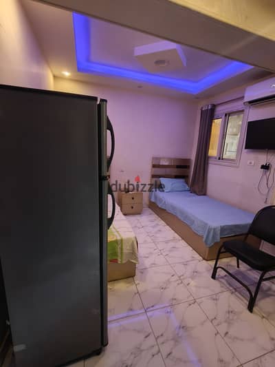 Available studio for rent in Double First Neighborhood, Third Block, raised ground floor, inclusive of water and electricity, near services, steps away from Al-Hosari Mosque and all services.