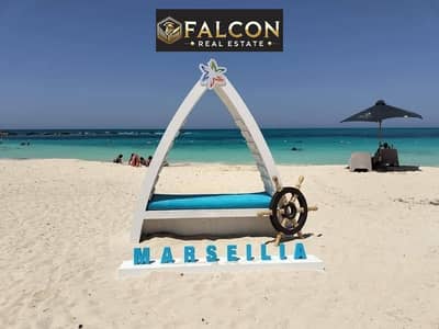 95-square-meter, two-bedroom chalet at Marseilia Beach 5, available with a 10-year interest-free installment plan.