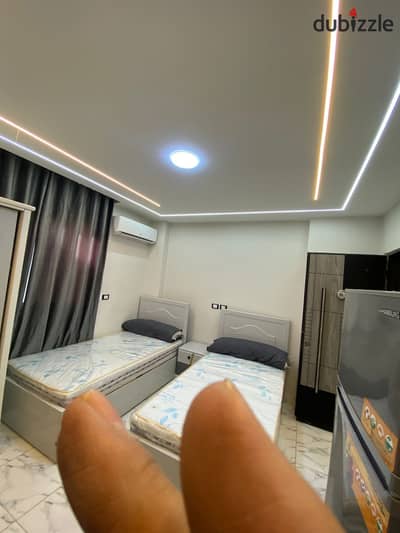 Studio for rent in the second neighborhood behind Abu Bakr Al-Siddiq Mosque next to the seventh floor, elevator available for girls or boys, rent includes water only, vacant