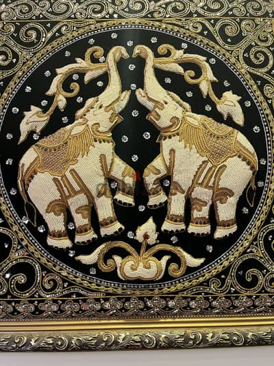 برواز فيلة كالاجا مطرز يدوياً | Handmade Burmese Kalaga Elephant Art
