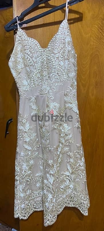 champagne embroidered dress