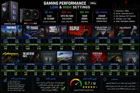 i3 12100f rx 580 8gb new pc