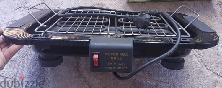 شواية كهربائية Super Max Grill تركي 2000 وات - حالة ممتازة بالكرتونة
