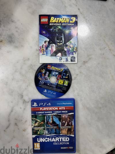 Uncharted( The collection) ,Batman 3 ,NBA17 ,Fifa20