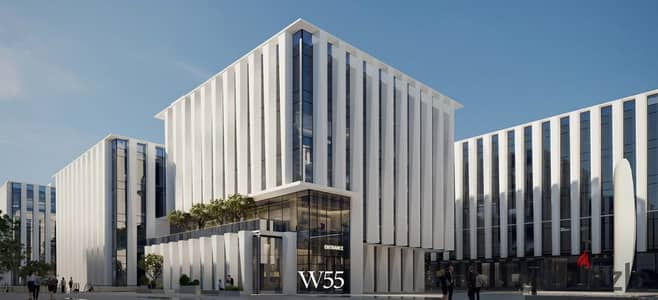 مكتب للبيع ف واتر واي ( w55 ) يقع مباشرة على شارع التسعين الجنوبي بمنطقة الشويفات يقع بالقرب من مدخل التجمع الخامس ومحور الطريق الدائري قريب من قطامية