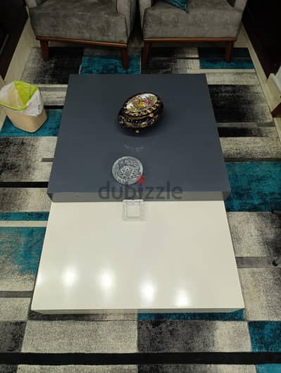 Two piece wood center table  طرابيزه خشب الانتريه