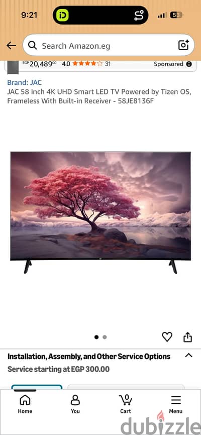 شاشة / تليفزيون جاك اندرويد سمارت 4k. ٥٠ بوصة
