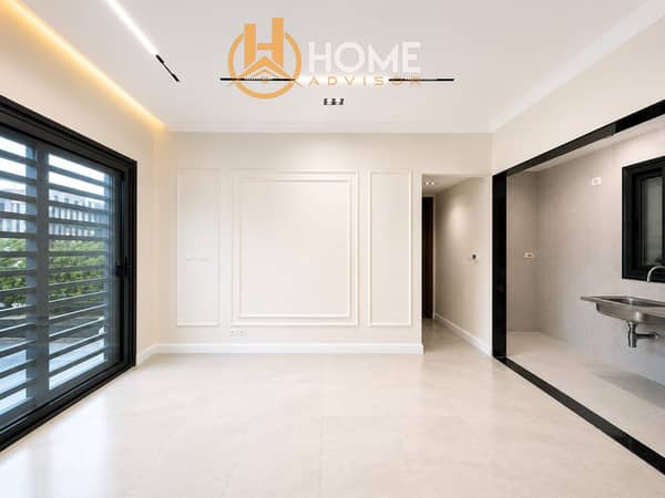 The Finest Ground-Floor Studio with a Private Garden for Sale in Privado Compound – Madinaty, Ultra Super Lux, in a prime location directly in front o