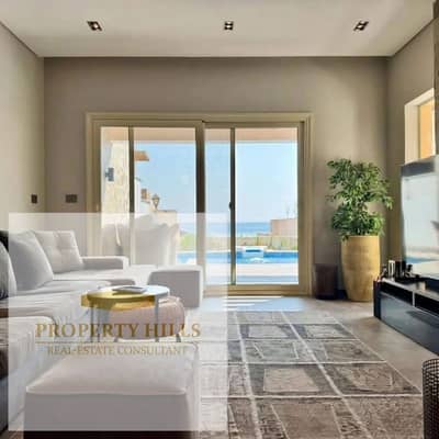 شاليه بفيو مميز جدا مباشر علي البحر بجوار هايسندا و دايركشن وايت تشطيب بالكامل