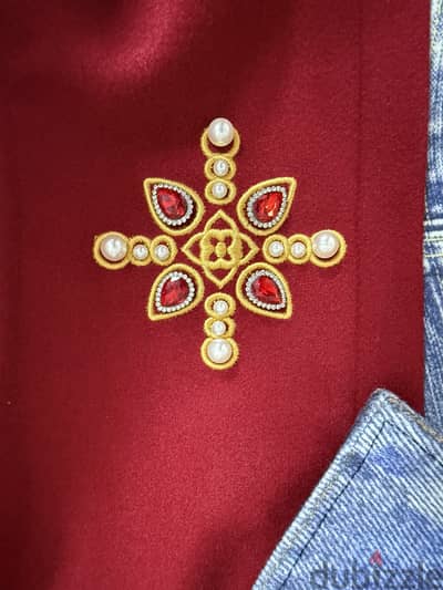 YADcrew Pearl Studded Digital Denim Varsity jacket
