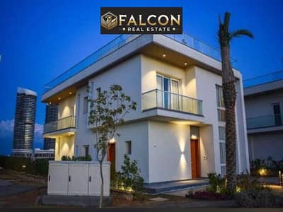 Chalet with a panoramic view of the Alamein Towers and the Rixos Hotel; first-row beachfront location in Mazarine Village. Fully finished and ready fo