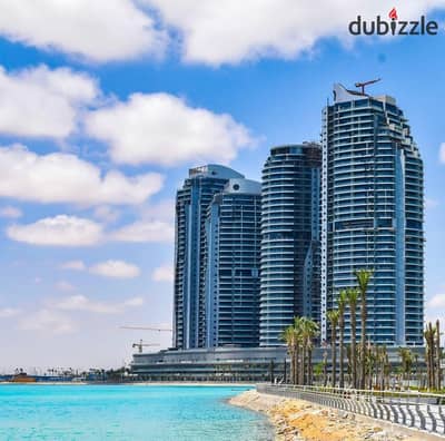 شقة للبيع استلام فوري تشطيب فندقي فيو كامل على البحر بأبراج العلمين بالساحل الشمالي برايم لوكيشين تقسيط حتى 10 سنين