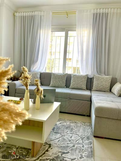 Furnished apartment for rent at a bargain price with ultra-super-lux finishes in Dar Masr - Al-Qarnfal (in front of Rehab)