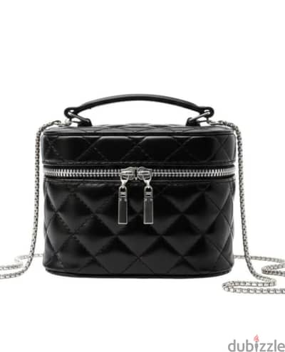 Mini box leather crossbody bag in black