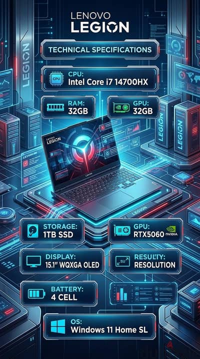Lenovo legion core i7.   الجيل 14