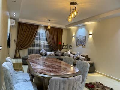 Furnished apartment in Madinaty B11 Group 114 Third floor 3 bedrooms, 2 bathrooms Wide garden view Overlooking First Season Mall, Carrefour, and the m