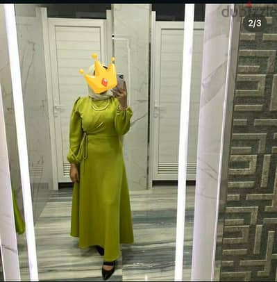 فستان سواريه ليموني سمبل وراقي بحالة كويسة