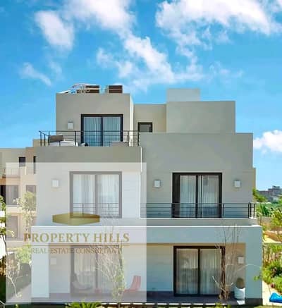 "With the lowest down payment and the longest repayment period. Own the finest villa in Palm Hills Alexandria with a view of landscape and the Green Spine in the Mohram Bek area, minutes from Carrefour City Center."