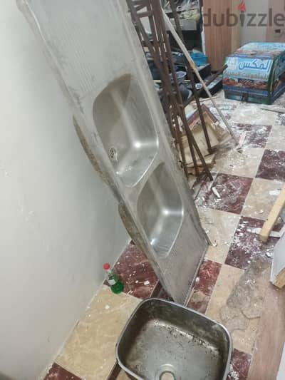 حوض استانلس ٢ عين بالصرف و حوض١ عين