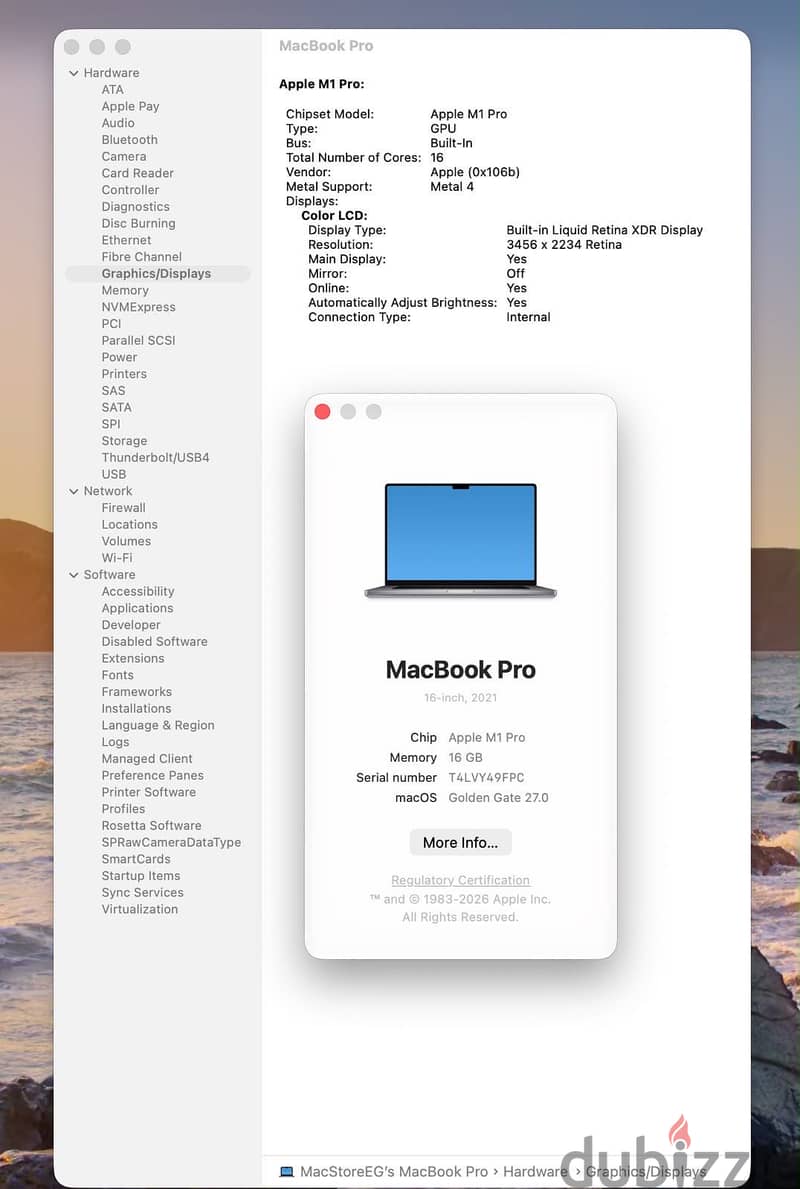 Macbook pro M1 pro chip 8