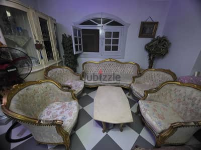 صالون كنبة + ٤ كراسي + طرابيزة رخام